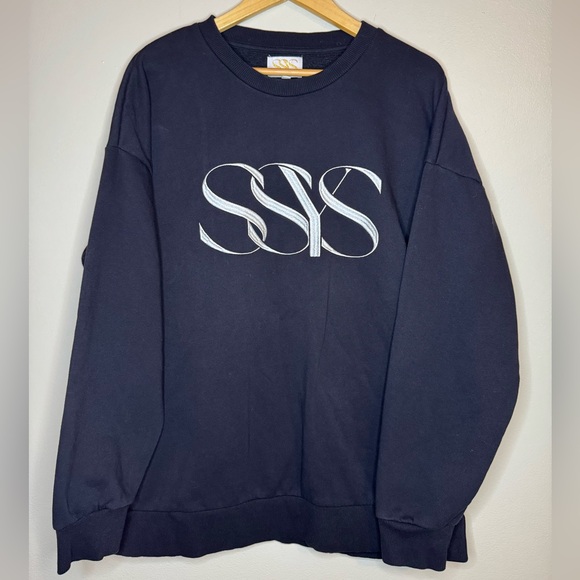 SSYS Tops - SSYS The Label Embroidered Logo Crewneck‎ Sweatshirt Black Pullover Size M